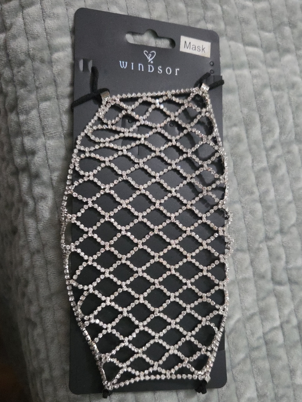 Windsor Silver Crystal Lattice Face Mask Cover